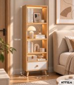 Kệ Sách Gỗ Nhiều Tầng – Kệ Để Sàn Lắp Ghép, Kệ Trang Trí MDF Phủ Melamine KTT12.4 - Kệ Sách Gỗ 5 Tầng