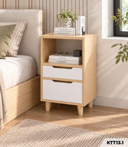 Kệ Sách Gỗ Nhiều Tầng – Kệ Để Sàn Lắp Ghép, Kệ Trang Trí MDF Phủ Melamine KTT13.1 - Kệ Sách Gỗ 2 Tầng