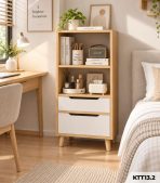 Kệ Sách Gỗ Nhiều Tầng – Kệ Để Sàn Lắp Ghép, Kệ Trang Trí MDF Phủ Melamine KTT13.2 - Kệ Sách Gỗ 3 Tầng