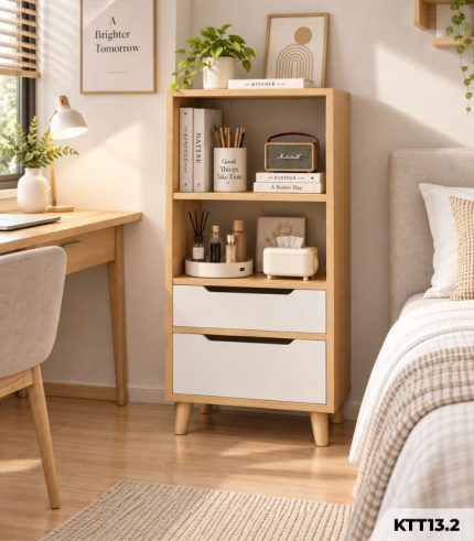 Kệ Sách Gỗ Nhiều Tầng – Kệ Để Sàn Lắp Ghép, Kệ Trang Trí MDF Phủ Melamine KTT13.2 - Kệ Sách Gỗ 3 Tầng