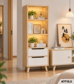 Kệ Sách Gỗ Nhiều Tầng – Kệ Để Sàn Lắp Ghép, Kệ Trang Trí MDF Phủ Melamine KTT13.3 - Kệ Sách Gỗ 4 Tầng