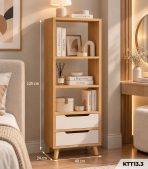 Kệ Sách Gỗ Nhiều Tầng – Kệ Để Sàn Lắp Ghép, Kệ Trang Trí MDF Phủ Melamine KTT13.3 - Kệ Sách Gỗ 4 Tầng