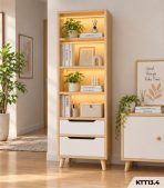 Kệ Sách Gỗ Nhiều Tầng – Kệ Để Sàn Lắp Ghép, Kệ Trang Trí MDF Phủ Melamine KTT13.4 - Kệ Sách Gỗ 5 Tầng