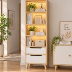 Kệ Sách Gỗ Nhiều Tầng – Kệ Để Sàn Lắp Ghép, Kệ Trang Trí MDF Phủ Melamine KTT13.4 - Kệ Sách Gỗ 5 Tầng