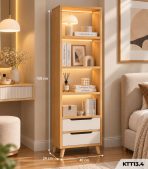 Kệ Sách Gỗ Nhiều Tầng – Kệ Để Sàn Lắp Ghép, Kệ Trang Trí MDF Phủ Melamine KTT13.4 - Kệ Sách Gỗ 5 Tầng