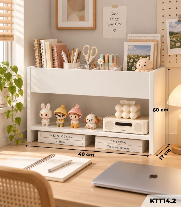 Kệ Sách Để Bàn – Kệ Gỗ Decor Bàn Làm Việc MDF Phủ Melamine KTT14.2