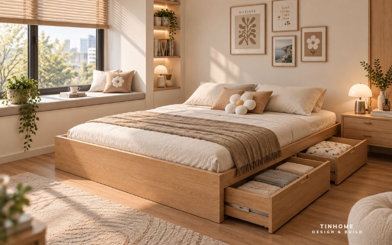Lợi ích của giường ngủ có ngăn kéo cho phòng nhỏ
