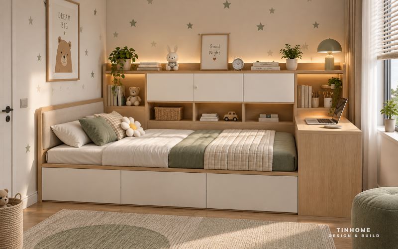 Mẫu giường hộp có ngăn kéo tiện dụng
