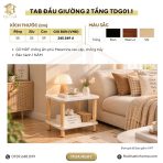 Tab Đầu Giường 2 Tầng – Bàn Trà Vuông, Kệ Để Đồ Chân Gỗ Đa Năng TDG01.1