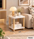 Tab Đầu Giường 2 Tầng – Bàn Trà Vuông, Kệ Để Đồ Chân Gỗ Đa Năng TDG01.1