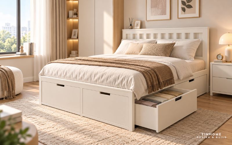 Vì sao giường ngủ có ngăn kéo được ưa chuộng
