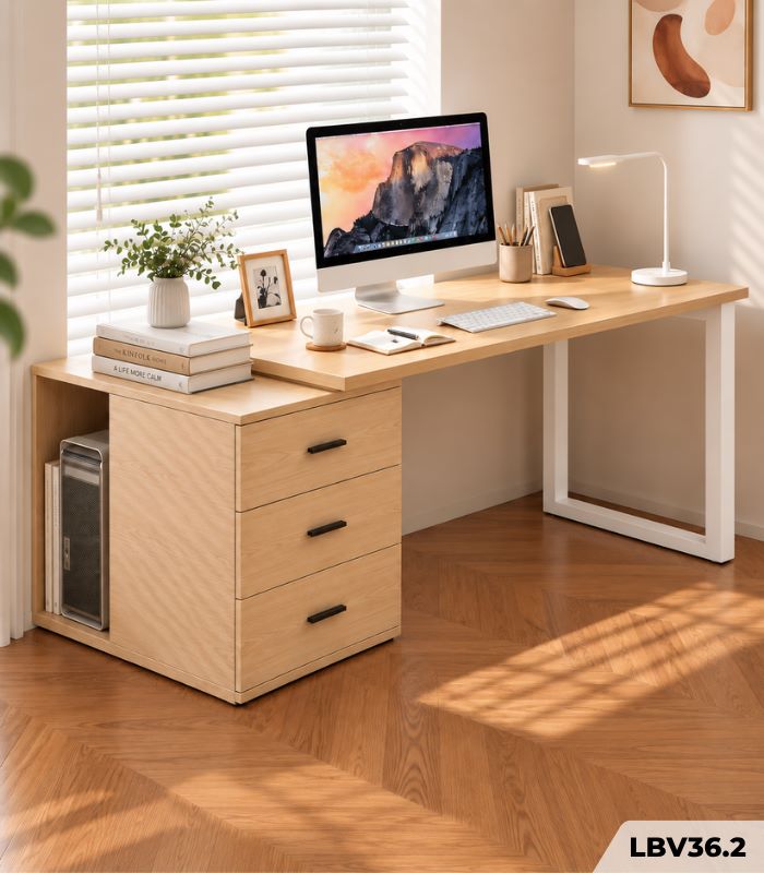 Bàn làm việc LBV36.2 120×60 – Vân gỗ nhạt