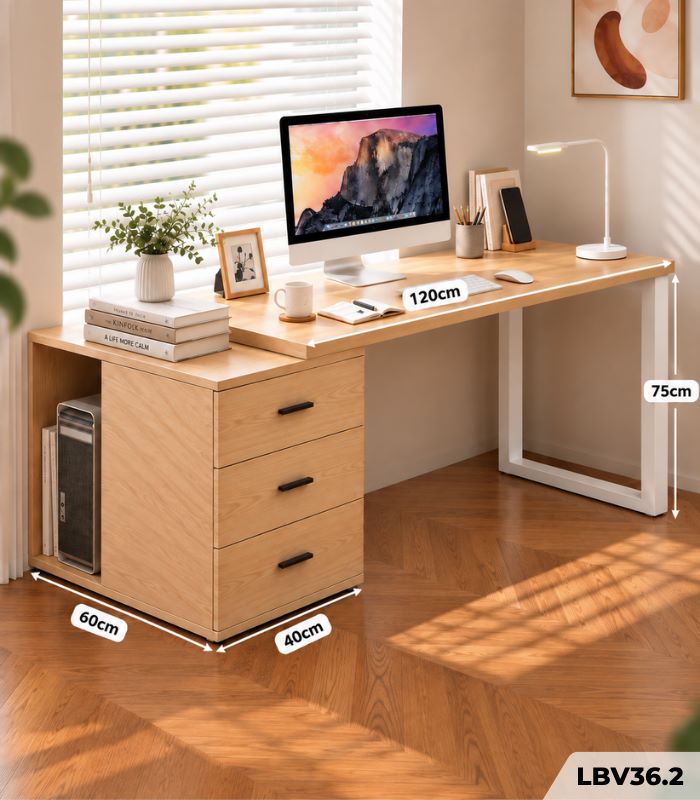 Bàn làm việc LBV36.2 120×60 – Vân gỗ nhạt
