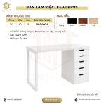 Bàn làm việc IKEA 1 Tủ LBV95.3 120×60 – Trắng + Vân gỗ nhạt