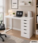 Bàn làm việc IKEA 1 Tủ LBV95.2 140×60 – Trắng - Ảnh 2