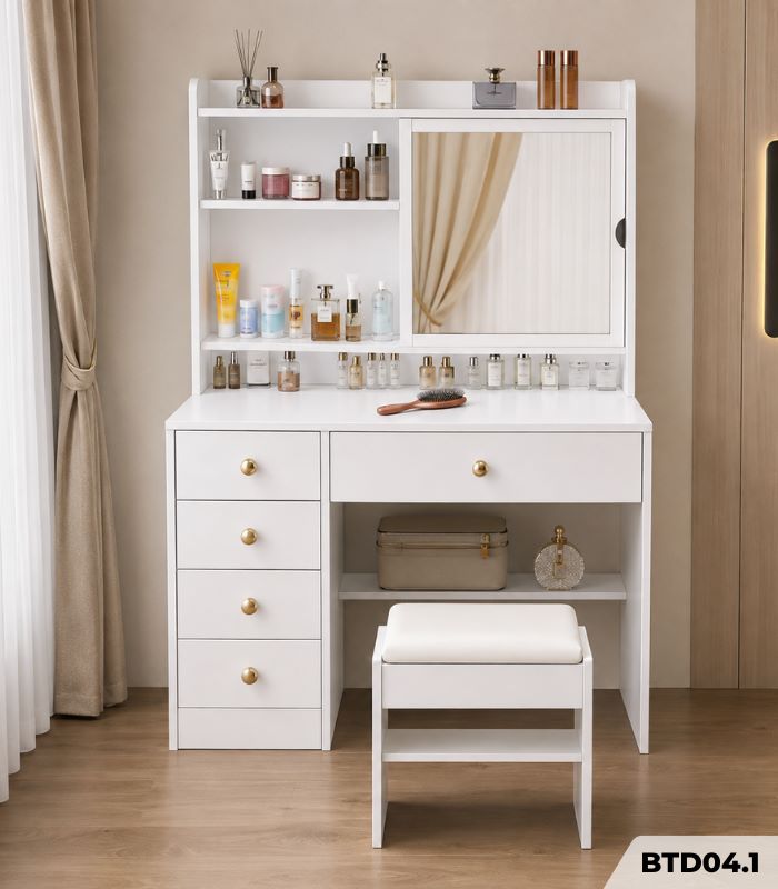 Bàn Trang Điểm Nhiều Ngăn Lưu Trữ BTD04.1 - Trắng