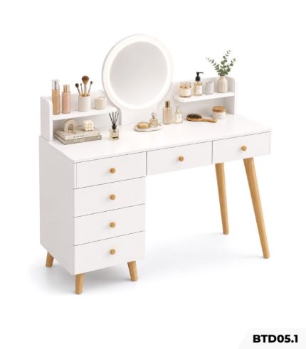 Bàn trang điểm tích hợp đèn led cảm ứng hiện đại BTD05.1 - Trắng