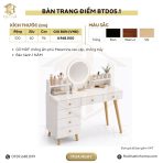 Bàn trang điểm tích hợp đèn led cảm ứng hiện đại BTD05.1 - Trắng