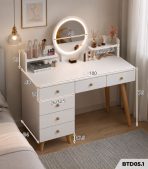 Bàn trang điểm tích hợp đèn led cảm ứng hiện đại BTD05.1 - Trắng