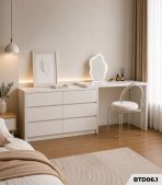 Bàn làm việc kết hợp bàn trang điểm kèm tủ đa năng BTD06.1 -Trắng