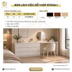 Bàn làm việc kết hợp bàn trang điểm kèm tủ đa năng BTD06.1 -Trắng