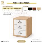 Tab Di Động TDD29.1 60x60x75 – Trắng + Vân gỗ nhạt