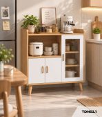 Tủ bếp, kệ lò vi sóng đa năng 3 cánh mở 90x35 cm TDN02.1 - Vân gỗ nhạt