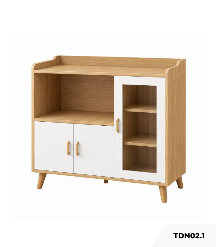 Tủ bếp, kệ lò vi sóng đa năng 3 cánh mở 90x35 cm TDN02.1 - Vân gỗ nhạt
