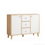 Tủ đựng lò vi sóng sang trọng, tối ưu không gian nhà bếp 100x30 cm TDN03.1 - Trắng + Vân gỗ nhạt