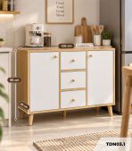 Tủ đựng lò vi sóng sang trọng, tối ưu không gian nhà bếp 100x30 cm TDN03.1 - Trắng + Vân gỗ nhạt