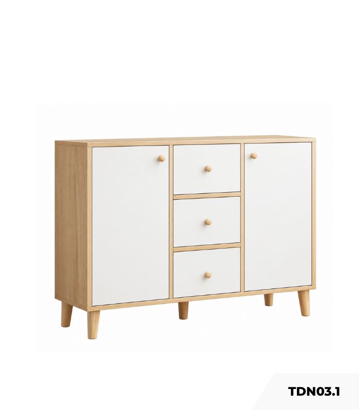 Tủ đựng lò vi sóng sang trọng, tối ưu không gian nhà bếp 100x30 cm TDN03.1 - Trắng + Vân gỗ nhạt