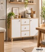 Tủ đựng lò vi sóng sang trọng, tối ưu không gian nhà bếp 120x30 cm TDN03.2 - Trắng + Vân gỗ nhạt