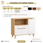 Kệ Để Lò Vi Sóng, Tủ Bếp đơn giản tiện lợi 120x40 TDN04.2 - Trắng + Vân gỗ nhạt