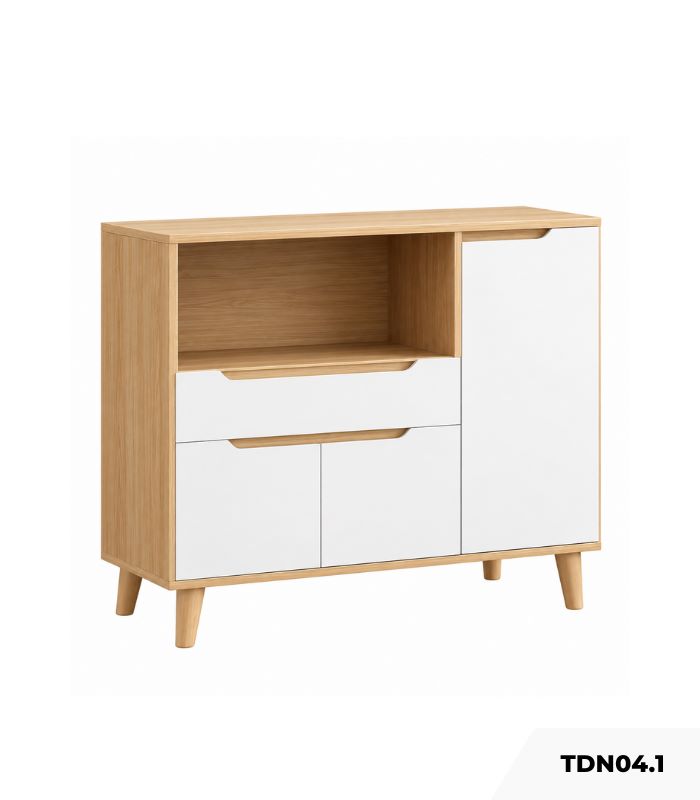 Kệ Để Lò Vi Sóng, Tủ Bếp đơn giản tiện lợi 90x40 TDN04.1 - Trắng + Vân gỗ nhạt