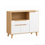 Kệ Để Lò Vi Sóng, Tủ Bếp đơn giản tiện lợi 120x40 TDN04.2 - Trắng + Vân gỗ nhạt