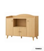 Kệ bếp để lò vi sóng Bắc Âu cửa đối xứng 120x40 cm TDN05.1 - Vân gỗ nhạt