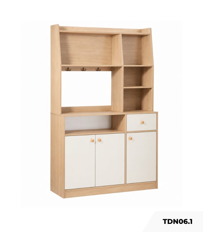 Tủ bếp đứng đa năng 120x40 cm TDN06.1 - Trắng + Vân gỗ nhạt