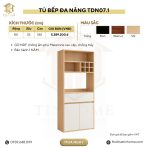 Tủ bếp đa năng có ô rượu 80x35 cm TDN07.1 - Trắng + Vân gỗ nhạt