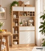 Tủ bếp đa năng hiện đại tối ưu không gian 115x35 cm TDN08.1 - Trắng + Vân gỗ nhạt