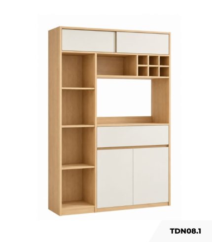 Tủ bếp đa năng hiện đại tối ưu không gian 115x35 cm TDN08.1 - Trắng + Vân gỗ nhạt