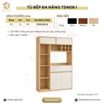 Tủ bếp đa năng hiện đại tối ưu không gian 115x35 cm TDN08.1 - Trắng + Vân gỗ nhạt