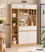 Tủ bếp đa năng hiện đại tối ưu không gian 115x35 cm TDN08.1 - Trắng + Vân gỗ nhạt