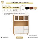 Tủ bếp đa năng tích hợp tủ rượu 160x35 cm TDN09.2 - Trắng + Vân gỗ nhạt
