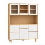 Tủ bếp đa năng tích hợp tủ rượu 140x35 cm TDN09.1 - Trắng + Vân gỗ nhạt