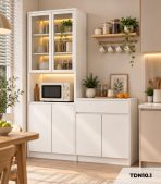 Kệ tủ đựng chén bát và lò vi sóng hiện đại120x40 cm TDN10.1 - Trắng