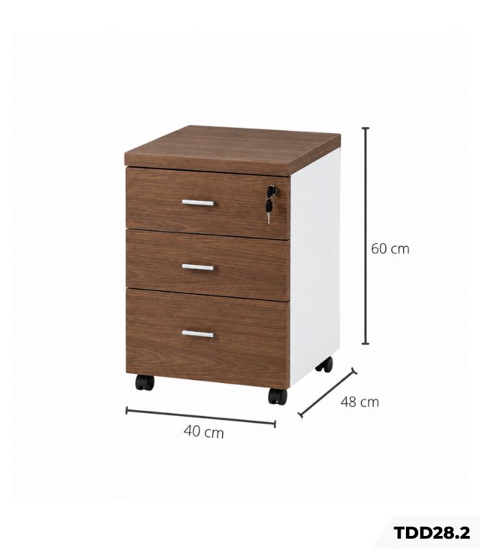Tab Di Động TDD28.2 40x48x60 – Trắng + Vân gỗ đậm