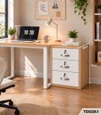 Tab Di Động TDD29.1 60x60x75 – Trắng + Vân gỗ nhạt