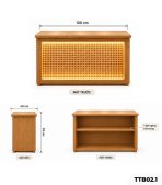 Bàn tủ trưng bày gỗ kết hợp mây mắt cáo TTB02.1 120x60 cm - Vân gỗ nhạt