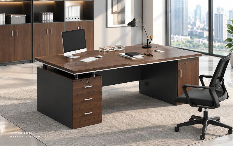 Bàn giám đốc kết hợp tủ và ngăn kéo