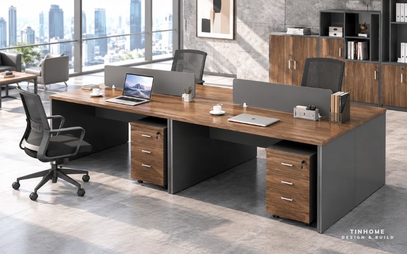 Mẫu bàn làm việc văn phòng hiện đại, tối giản
